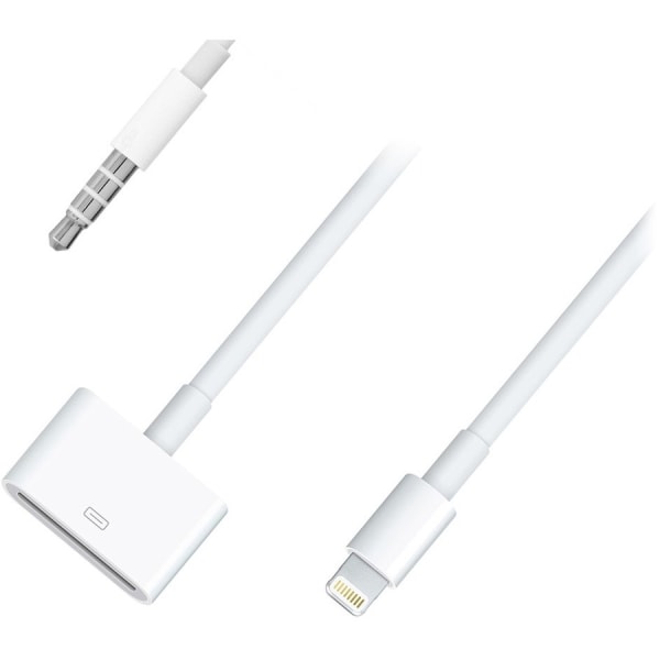4XEM 30 Pin to 8 Pin Audio Adapter - Apple Dock Connector/Lightning/Mini-phone Audio/Data Transfer Cable for iPhone, iPod, iPad - First End: 1 x Apple