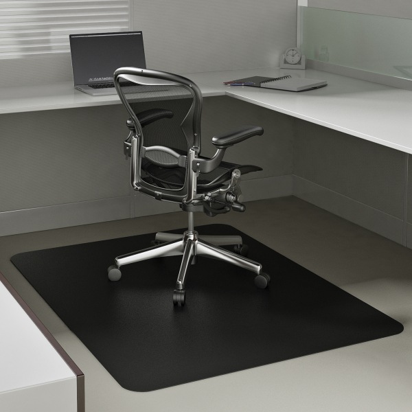 Deflecto Chair Mat For Low-Pile Carpets, For Commercial-Grade Carpeting, 46""W x 60""D, Black -  CM11442FBLK