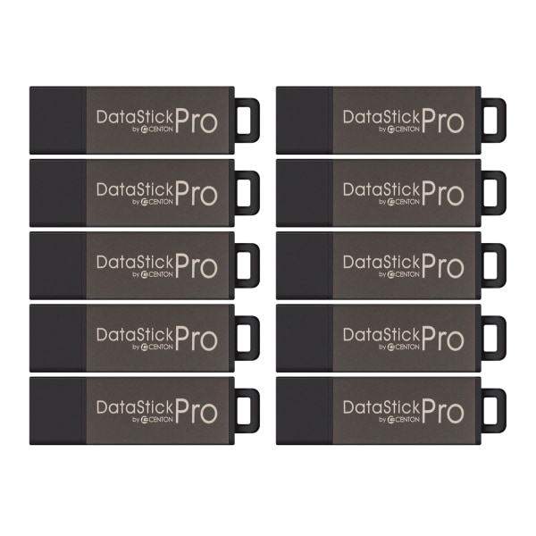 Centon DataStick Pro USB 20 Flash Drives 32GB Gray Pack Of 10 Flash Drives