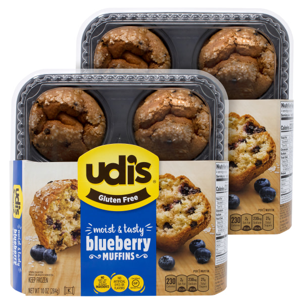 UDIs Blueberry Muffins, 4 Per Pack, ox Of 2 Packs