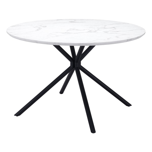 Zuo Modern Amiens MDF And Steel Round Dining Table, 29-15/16""H x 47-1/4""W x 47-1/4""D, White -  101879