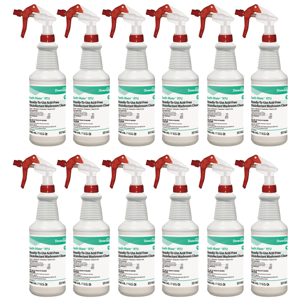 Diversey Bath Mate Acid-Free RTU Disinfectant/Cleaner, Fresh, 32oz Spray Bottle, 12/CT