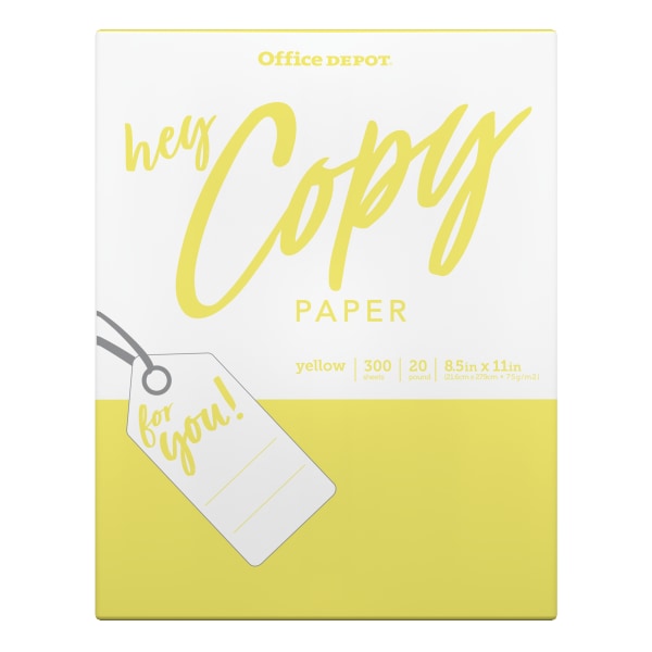 Office Depot® School Color Copy Paper, Yellow, Letter (8.5" x 11"), 300 Sheets Per Pack, 20 Lb