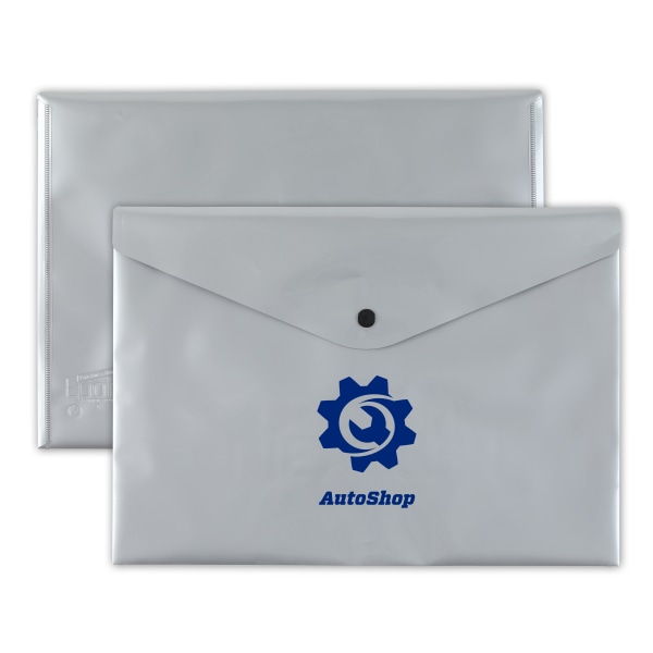 Custom 1-Color Snap Closure Poly Open Side Envelope/Document Holders, Assorted Colors, 13" X 9-1/4", Box Of 60