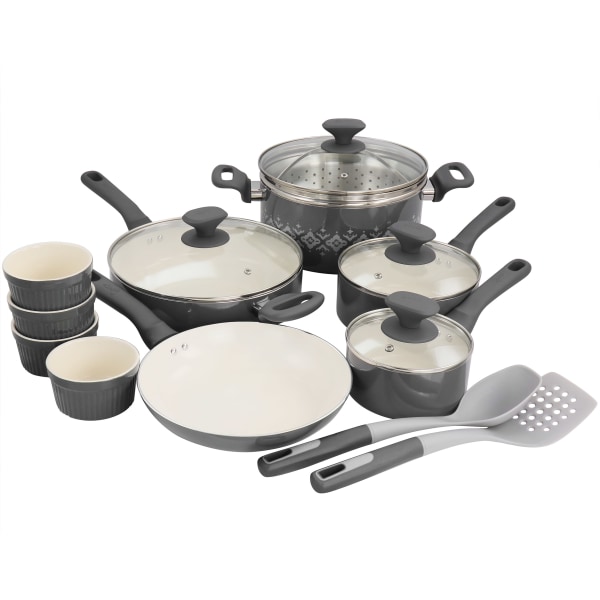 Gibson Tia Mowry Savory Saffron Spice 16Piece Cookware Set Gray