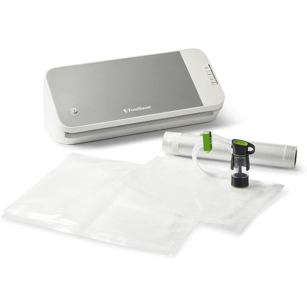 FoodSaver Vacuum Sealing System Food Vacuum Sealer, 5-5/8""H x 16-5/8""W x 7-15/16""D, White/Silver -  995121424M
