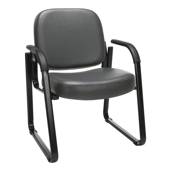 OFM Deluxe Anti-Microbial Vinyl Guest Chair, Gray/Black -  403-VAM-604