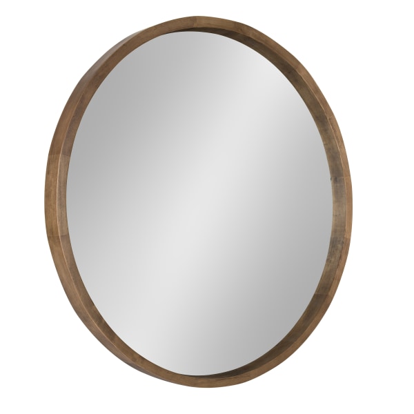 Photos - Wall Mirror Uniek Kate And Laurel Hutton Round Mirror, 30"H x 30"W x 2-1/4"D, Rustic Brown