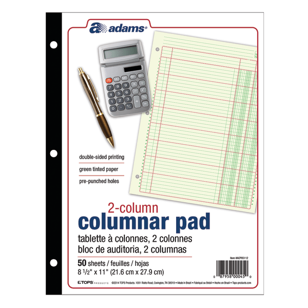 Adams&reg; Analysis Pad, 8 1/2&quot; x 11&quot;, 100 Pages (50 Sheets), 2 Columns, Green 382129