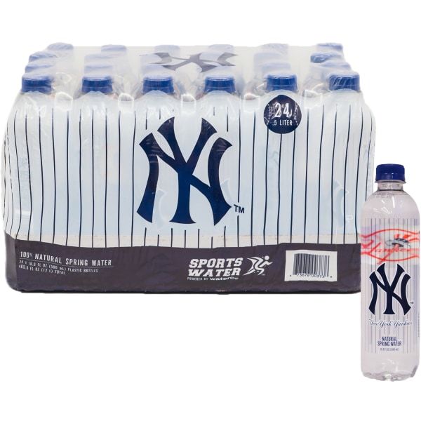 New York Yankees Natural Spring Water, 16.9 oz, Pack of 24 Bottles ( best by 06/17/24