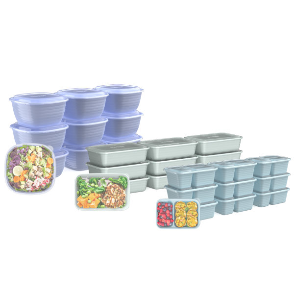 Bentgo Prep 60-Piece Meal Prep Kit, Floral Pastels, Total Qty 1