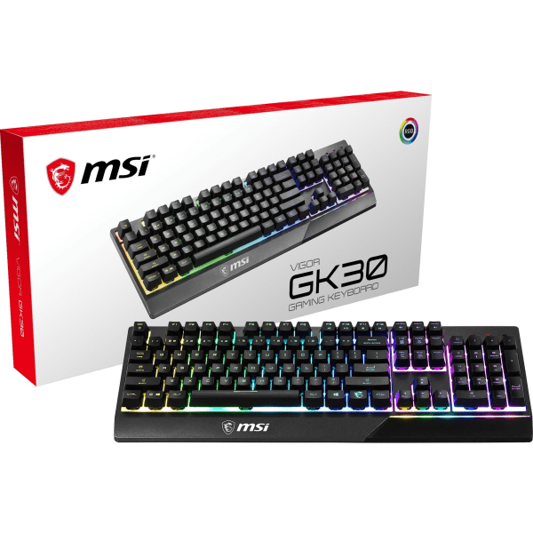 Gaming Keyboard - Cable Connectivity - USB 2.0 Interface - 104 Key(s) - Windows - Plunger Keyswitch - Black - MSI VIGOR GK30