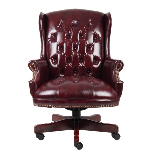 Boss Office Products Traditional Ergonomic High-Back Chair, 44""H, Burgundy/Mahogany -  B800-BY