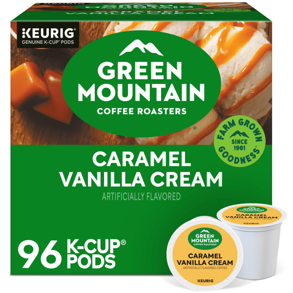 Green Mountain Coffee® Single-Serve Coffee K-Cup®, Caramel Vanilla, Carton Of 96, 4 x 24 Per Box