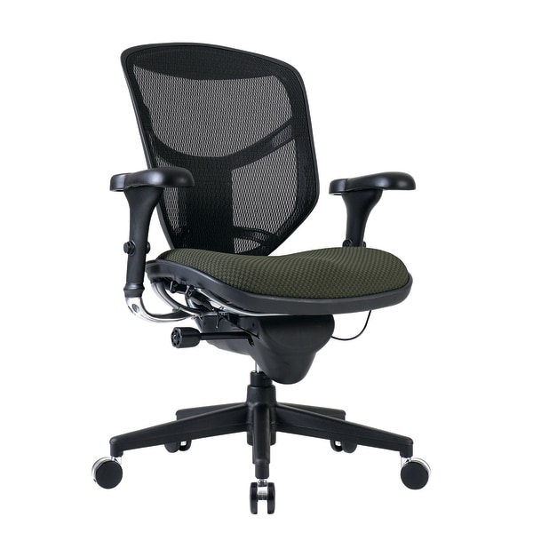 WorkPro® Quantum 9000 Series Ergonomic Mesh/Premium Fabric Mid-Back Chair, Black/Olive, BIFMA Compliant -  VQUANTUMAS90803