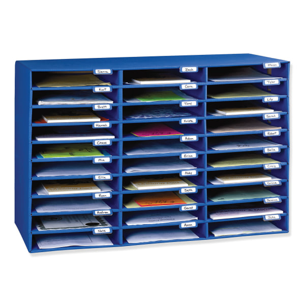 Classroom Keepers 30 Slot Mailbox  Blue  21 H x 31.63 W x 12.75 D Piece