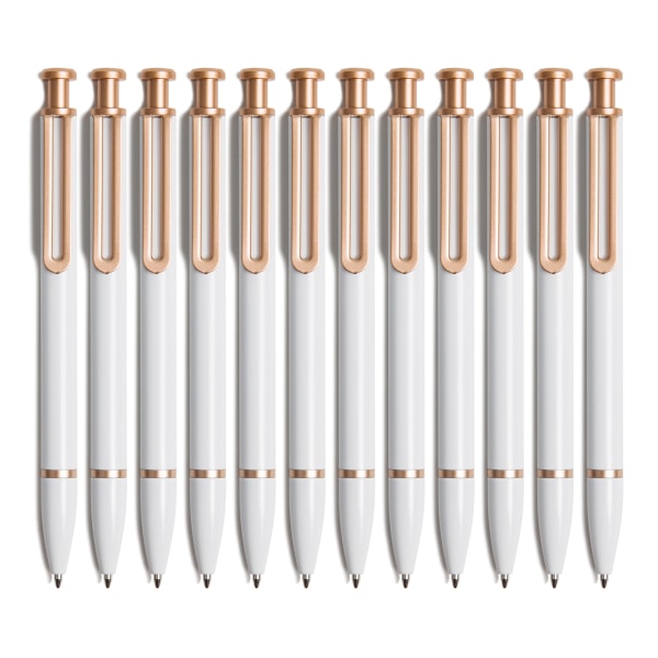 U Brands� The Monterey Ballpoint Pens, 1.0 Mm, White/rose Gold Barrel, Black Ink, Pack Of 12