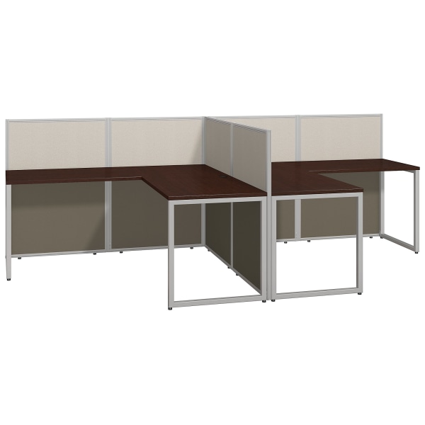 Bush Business Furniture Easy Office 60""W 2-Person L-Shaped Cubicle Desk Workstation With 45""H Panels, Mocha Cherry/Silver Gray, Standard Delivery -  EOD560MR-03K