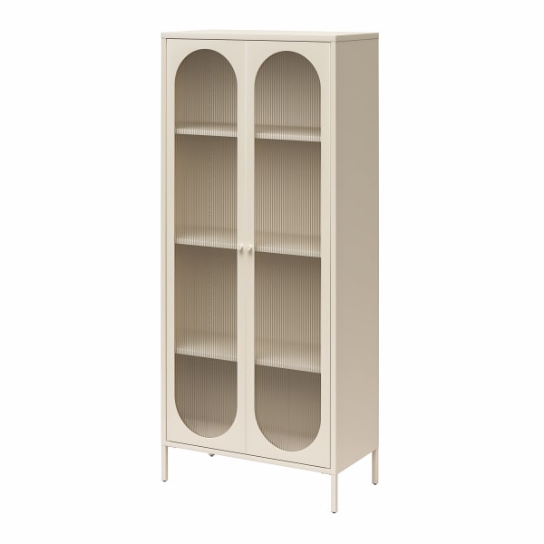 Photos - Wardrobe Mr. Kate Luna Tall 32"W 2-Door Accent Cabinet With Fluted Glass, Parchment