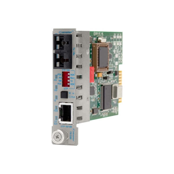 Omnitron iConverter 10/100 - Fiber media converter - 100Mb LAN - 10Base-T, 100Base-FX, 100Base-TX - RJ-45/SC single-mode - up to 18.6 miles - 1310 nm