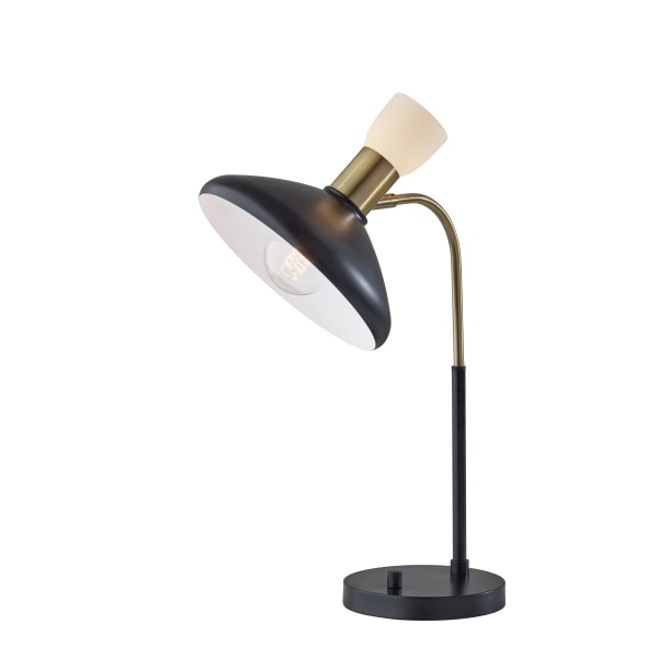 Adesso® Patrick Desk Lamp, 21""H, Black/Frosted Shade/Black/Brass Base -  3758-01