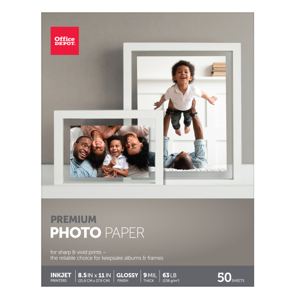 UPC 735854746957 product image for Office Depot® Brand Premium Photo Paper, Glossy, Letter Size, White, Pack Of 50  | upcitemdb.com