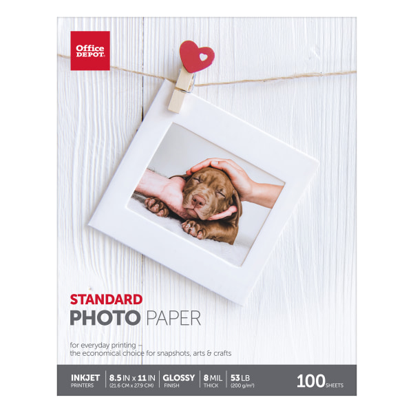 UPC 735854746964 product image for Office Depot® Brand Standard Photo Paper, Glossy, Letter Size, White, Pack Of 10 | upcitemdb.com