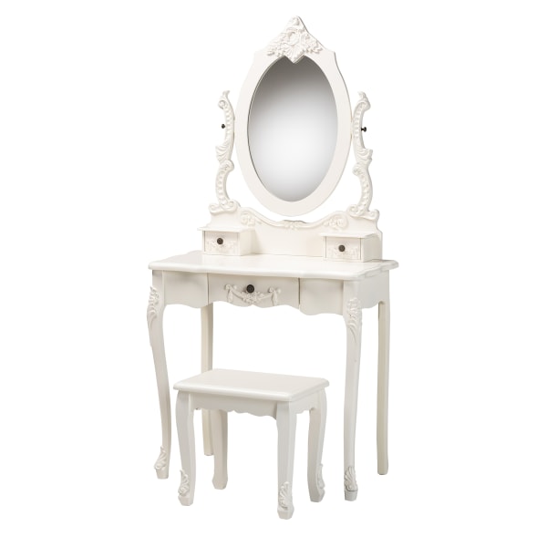 Baxton Studio Macsen Classic And Traditional 2-Piece Vanity Set With Adjustable Mirror, 60-1/4"" x 31-1/2"", White -  2721-11945
