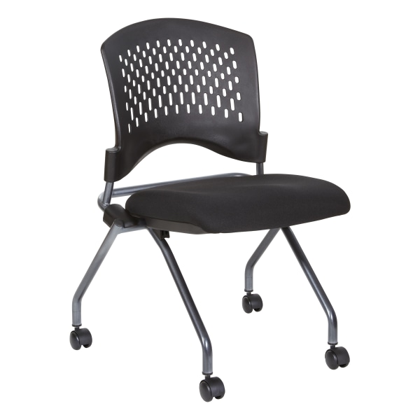Office Star Folding Chair With Casters, Black - 83220-30 - Furniture Mobile guest chairs for meetings, training and mor sku 83220-30