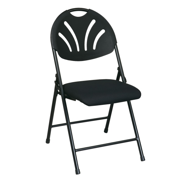 Office Star Fan-Back Stackable Folding Chairs, Black, Set Of 4 - FC8100NP-3 - Furniture You never know when youll need extra seating. With sku FC8100NP-3