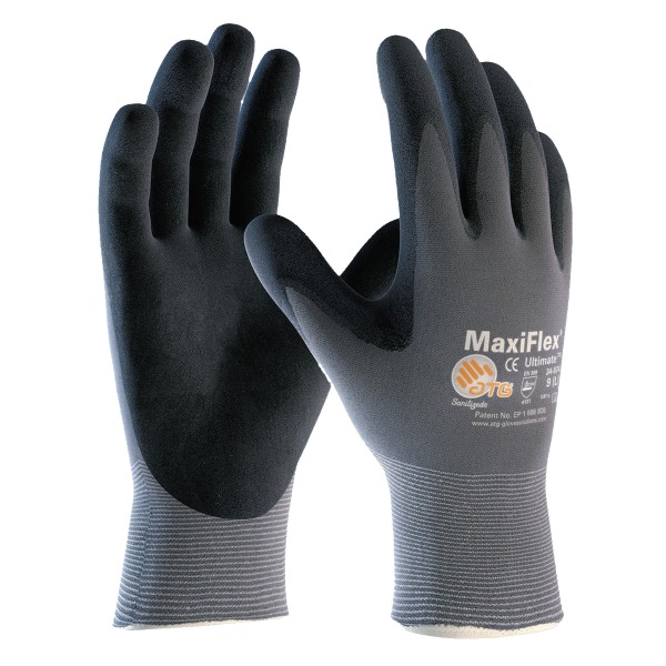 Bouton® MaxiFlex® Ultimate™ Nitrile Gloves, Large, Black/Gray, Pack Of 12 Pairs -  34-874/L