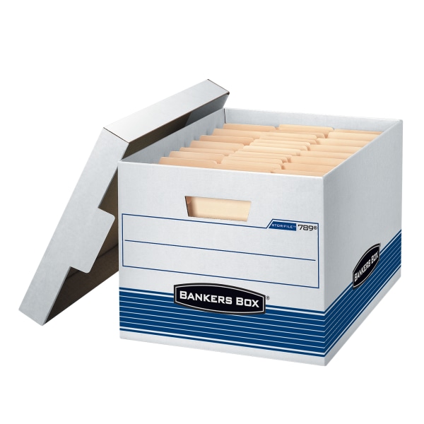 Bankers Box Stor/File Corrugated Boxes Letter/Legal Size White/Blue 806713