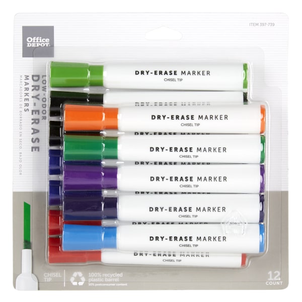 Office Depot® Brand LowOdor DryErase Markers, Chisel Point, 100