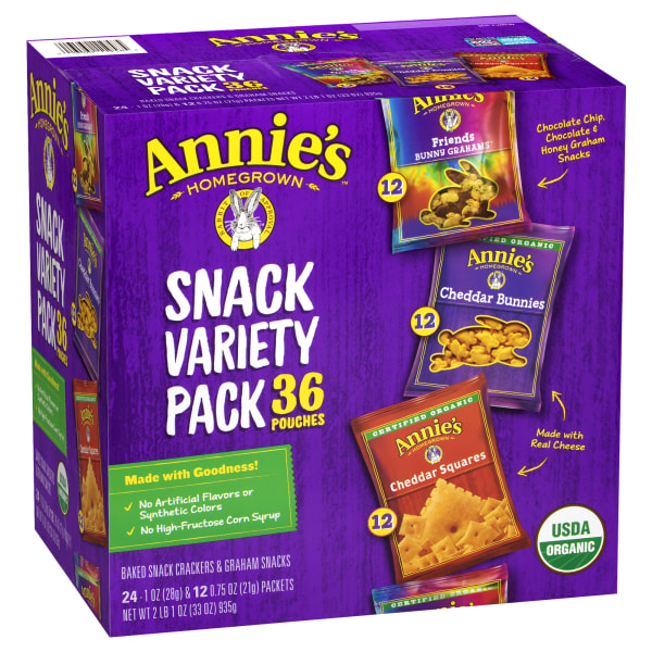 UPC 013562492428 product image for Annie's Organic Bunny Snacks Variety Pack, 1 Oz, Pack Of 36 Bags | upcitemdb.com