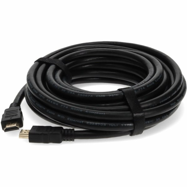 Photos - Cable (video, audio, USB) AddOn 50ft HDMI Male to Male Black Cable - 100 compatible and guaranteed to work HDMIHSMM50 