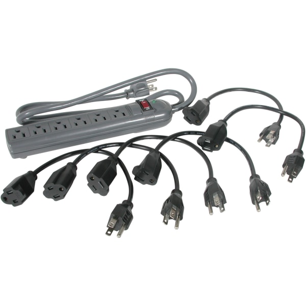 C2G 6Outlet Surge Suppressor with 6 1ft Outlet Saver Power Extension Cords Receptacles 6 x NEMA 515R 270J C2G 6Outlet Surge Suppressor with 6 1ft Outlet Saver Power Extension Cords Receptacles 6 x NEMA 515R 270J