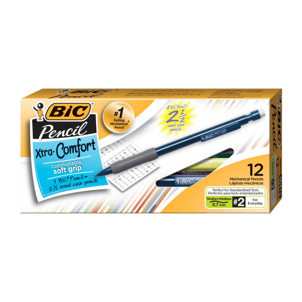 BIC&reg; Xtra Comfort Mechanical Pencils, Assorted Barrel Colors, 0.7 mm, Pack Of 12 BICMPG11
