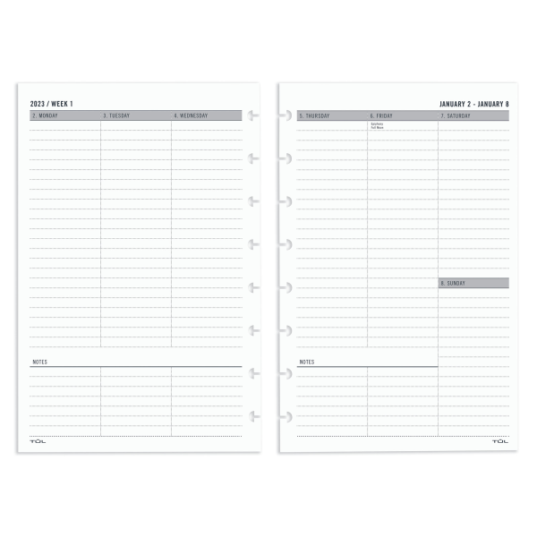 TUL Discbound Weekly Refill Pages, Untimed, Junior Size, January To December 2023 - TULJRFLR-UTIM-RY23 - Office Supplies Replenish your TUL Custom Note-Taking System with  sku TULJRFLR-UTIM-RY23