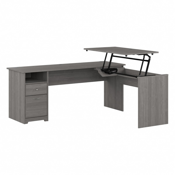 Bush® Furniture Cabot 3-Position Sit-To-Stand Height-Adjustable L-Shaped Desk, 72""W, Modern Gray, Standard Delivery -  Bush Business Furniture, CAB050MG