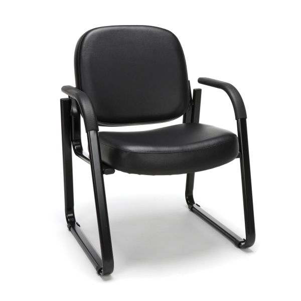 OFM Deluxe Anti-Microbial Vinyl Guest Chair, Black -  403-VAM-606