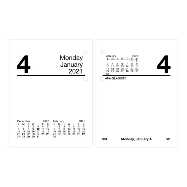 AT-A-GLANCE Compact Daily Loose-Leaf Desk Calendar Refill, 3" x 3-3/4