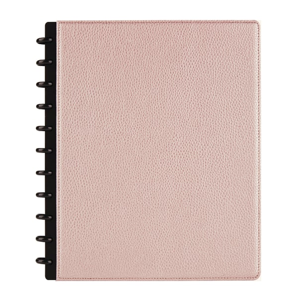 TUL Discbound Notebook, Elements Collection, Letter Size, Leather Cover, Rose Gold/Pebbled, 60 Sheets