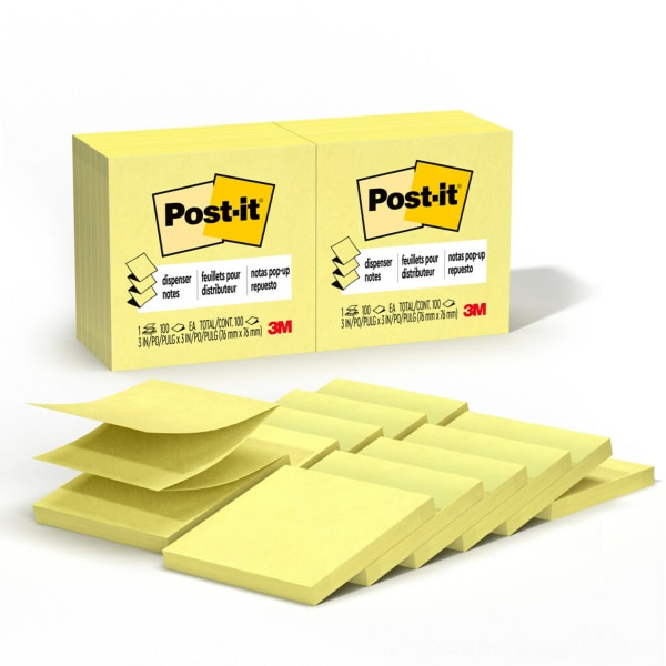 Photos - Self-Stick Notes Post-it Pop Up Notes, 12 Pads, 3 in x 3 in, Clean Removal, School Supplies 