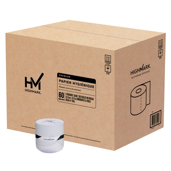 Highmark® Premium 2-Ply Toilet Paper, 500 Sheets Per Roll, Pack Of 60 Rolls