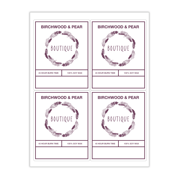 Custom 1-Color Laser Sheet Labels And Stickers, 4" x 5" Rectangle, 4 Labels Per Sheet, Box Of 100 Sheets