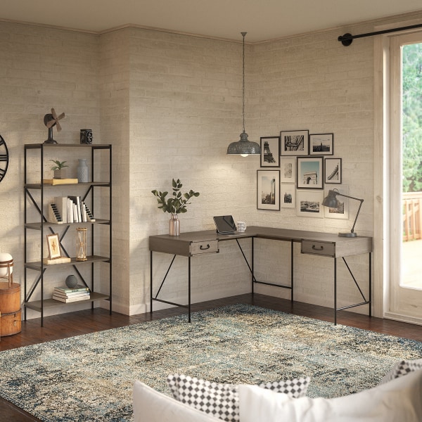 kathy ireland® Home by Bush Furniture Ironworks 60"W LShaped Writing