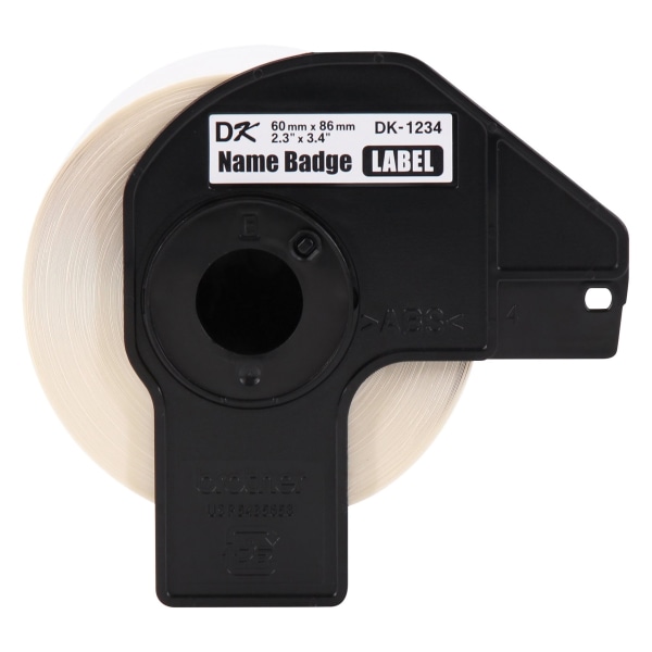 Brother® Genuine DK-12343PK Die-Cut Name Badge Paper Labels, 2-5/16" x 3-7/16", White, 260 Labels Per Roll, Box Of 3 Rolls