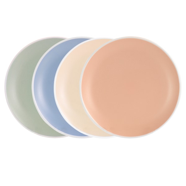 Spice by Tia Mowry Creamy Tahini 4Piece Round Stoneware Dessert Plate Set Assorted Colors