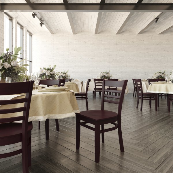 Photos - Chair Flash Furniture Ladder Back Wood Restaurant Accent , Mahogany Seat/ Mahogany Frame 