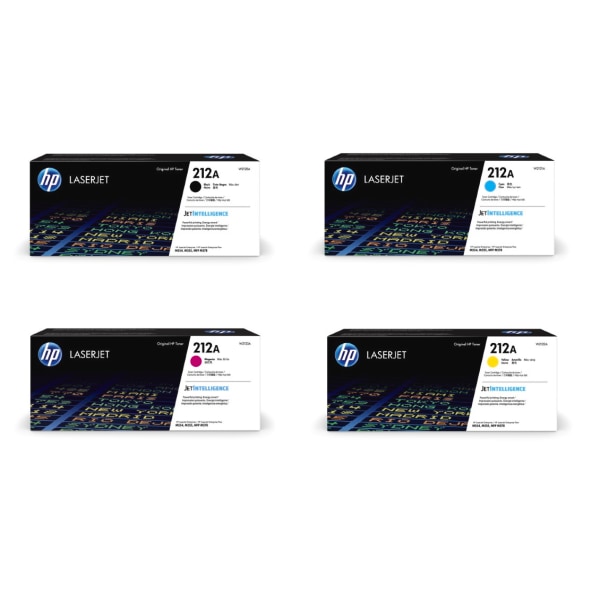 HP 212A 4-Color Black/Cyan/Magenta/Yellow Toner Cartridges, Pack Of 4 Cartridges, HP212ASET-OD